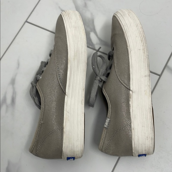Keds Grey Shimmer Canvas Sneakers Casual Low-Top - Picture 6 of 12